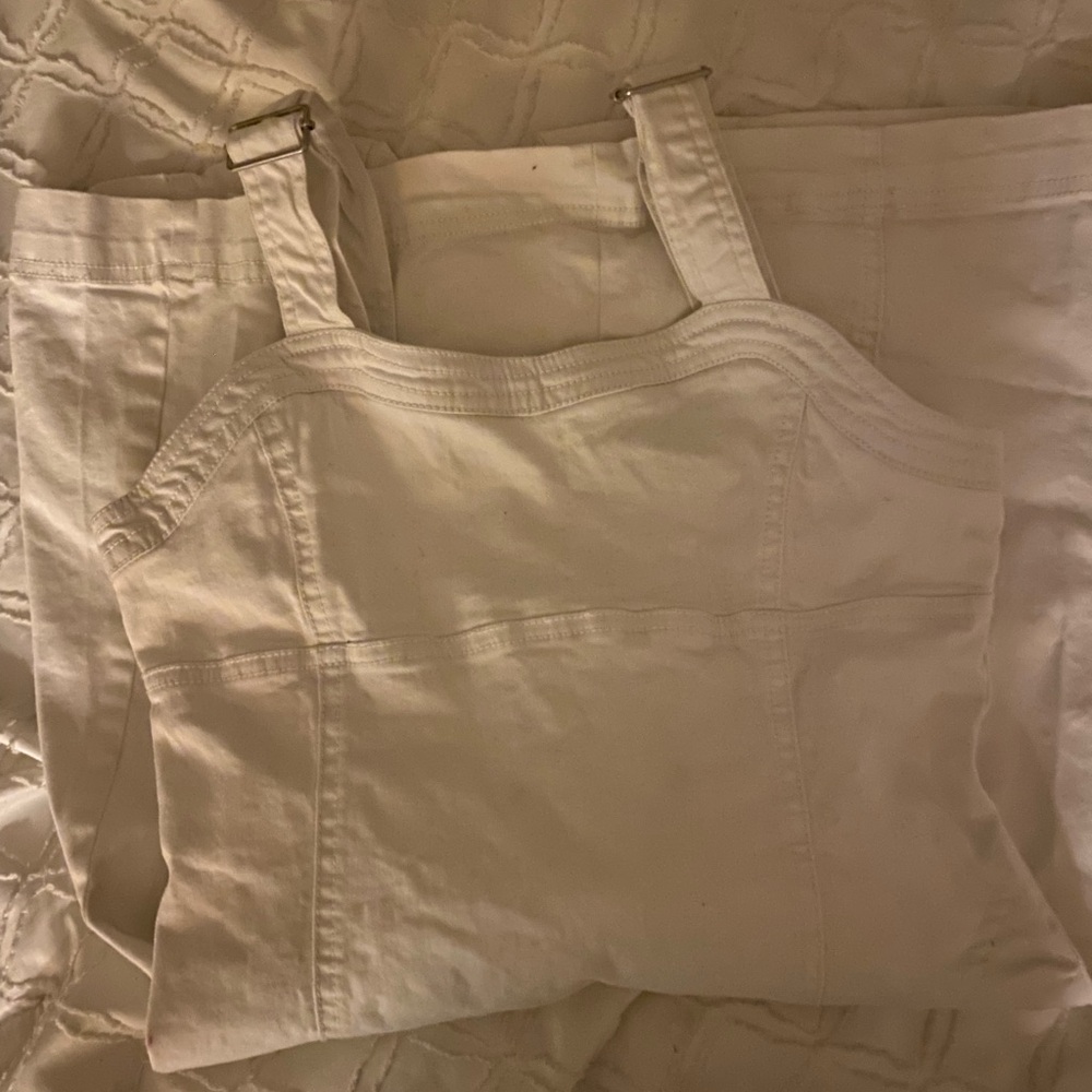 White jean dress with button style
